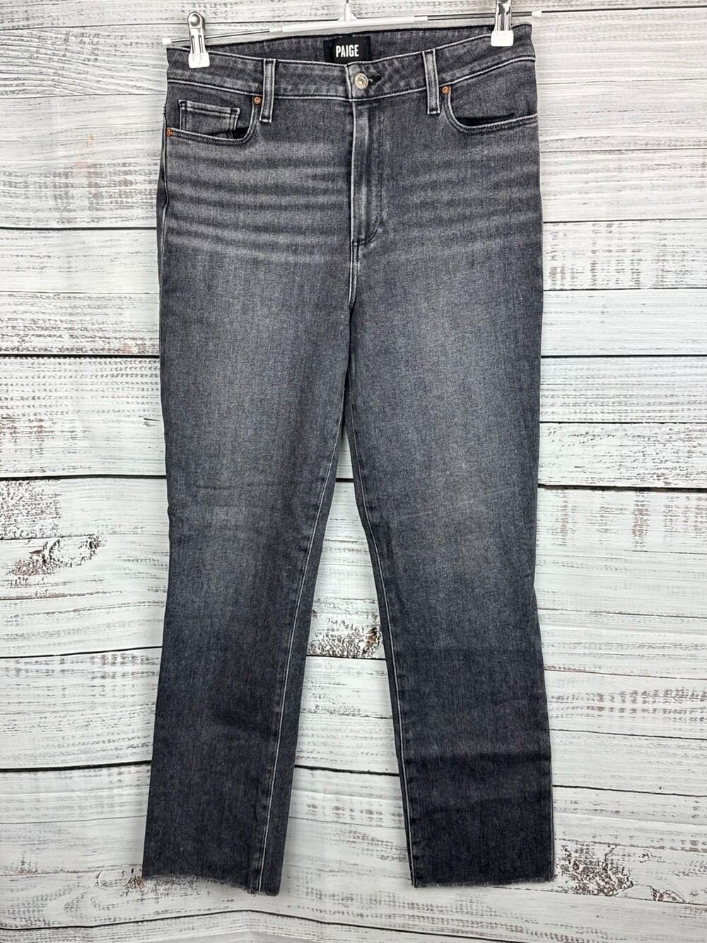 PAIGE Cindy Raw Hem High Rise Womens Sz 30 Straight Ankle Jeans
